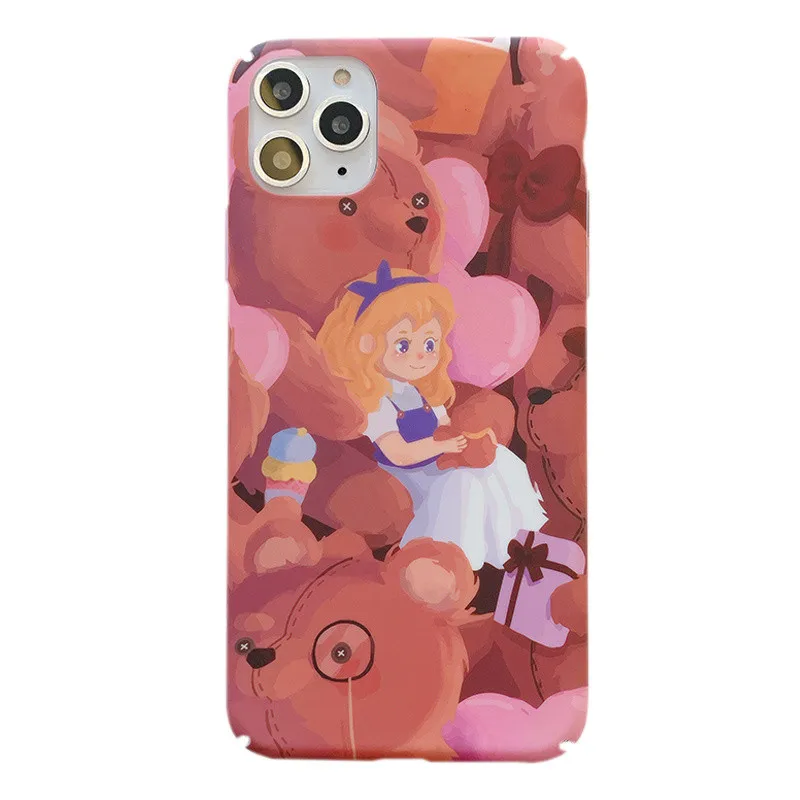 1 Чехол с милым медвежонком для iphone 6, 6 S, 7, 8 Plus, 11 Pro MAX X, XS, MAX, XR, матовый жесткий пластиковый красный чехол для задней панели телефона - Цвет: 1