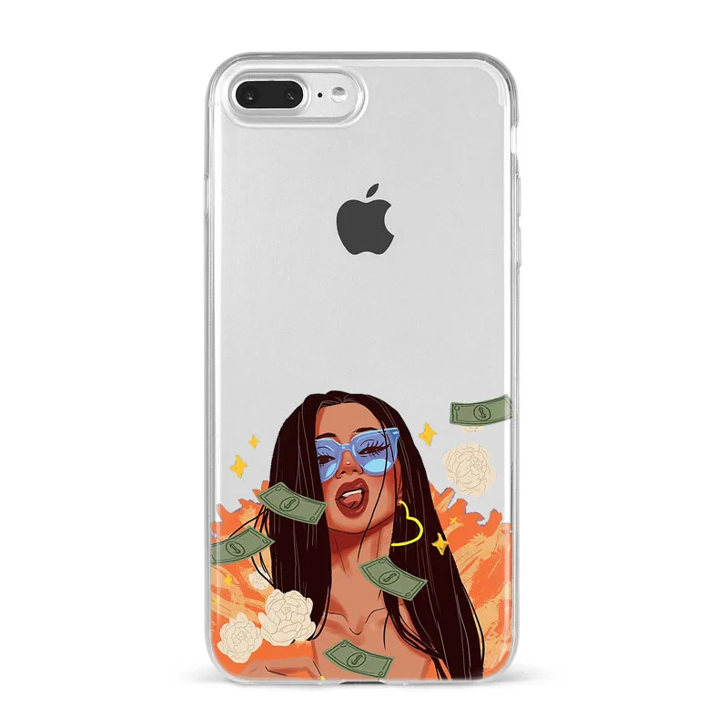 MAKE MONEY Not Friends Kash афро черная девушка Fundas чехол для iPhone X XR XS Max 8 7 6s Plus прозрачный силиконовый чехол с бантом