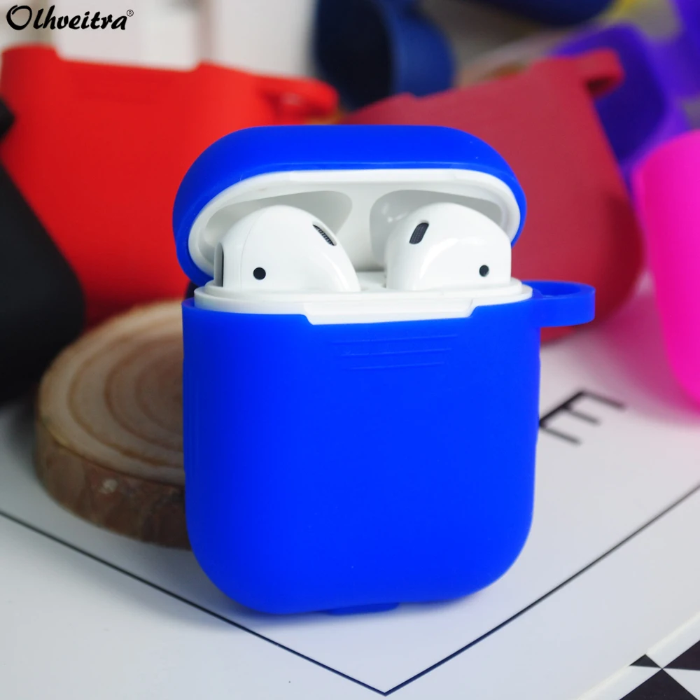 

Olhveitra Luxury Silicone Cover Case For Apple Airpods Case Earphone Pouch Funda For Air Pods 2 Headphones Case Skin Accessories