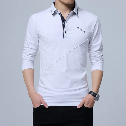 남성 폴로 셔츠, 긴 소매 캐주얼 폴로 셔츠 드레스 폴로 셔츠 5XL 플러스 사이즈 3XL 4XL 가을 버튼 브랜드 2