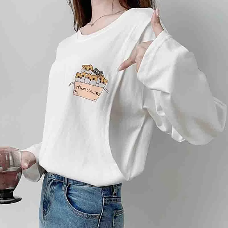 2021 Postpartum Nursing Clothes T-shirt Fashionable Mom Going Out Tops Autumn Covering Belly Long-sleeved Jum | Женская одежда