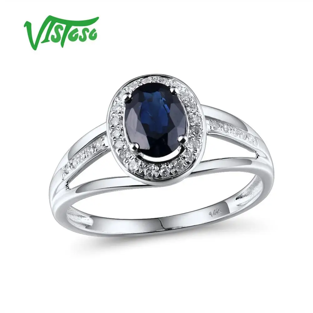 VISTOSO 14 K кольца из белого золота для женщин подлинные сверкающие бриллианты