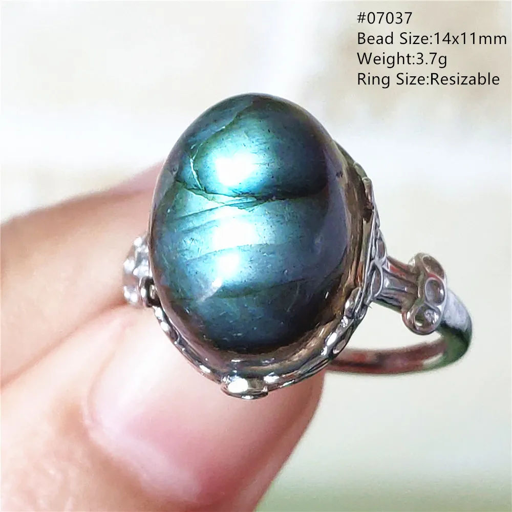 name necklace Genuine Natural Labradorite Blue Light Adjustable Ring 925 Sterling Silver Labradorite Oval Resizable Ring Jewelry AAAAAA gold necklace design