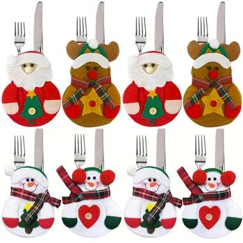 

8pcs Christmas Decorations Snowman Kitchen Tableware Holder bag Party gift Xmas ornament Christmas decorations for home table
