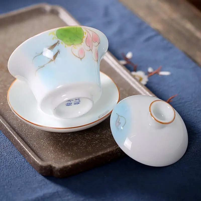 Китайский чайный сервиз Gaiwan набор чайная чашка керамические s пиалы для чая эмаль Gaiwan разрисованная вручную керамика пиалы для чая чайный набор кунг-фу ГАИ Ван