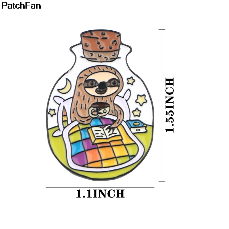 20 шт./лот A2498 Patchfan Ленивец в бутылке цинк pride pins para рюкзак одежда металлические значки броши для сумки рубашки insignia