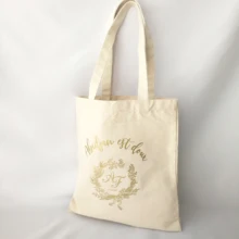 Пользовательские золотые логотипы напечатаны натуральные подарочные сумочки из хлопка Tote подарки для хранения упаковки рекламные рекламы переработка холщевая сумка для угощений