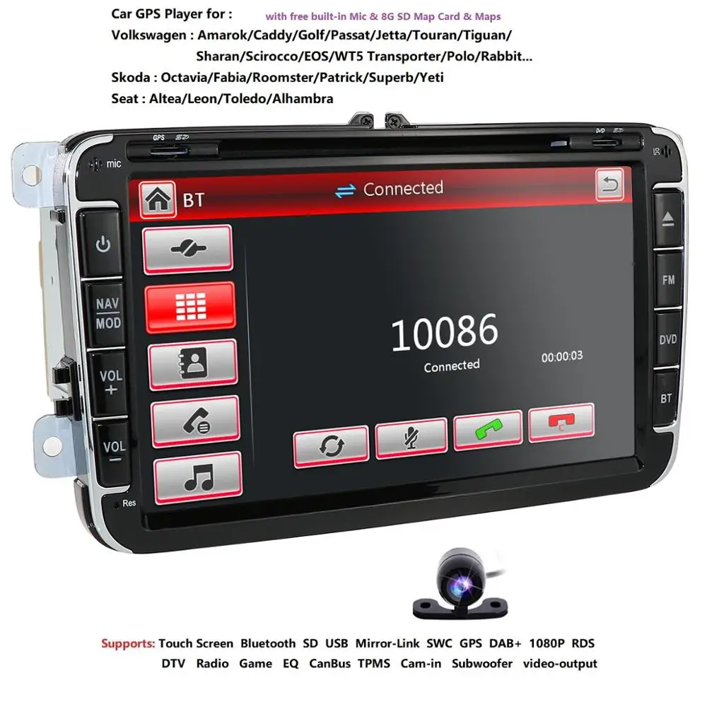 Flash Deal Car DVD Player 8" WINCE system for Volkswagen VW Jetta/Golf/Passat/Polo/Tiguan/Skoda/Fabia/Seat with DAB SWC GPS DVD rear camera 1