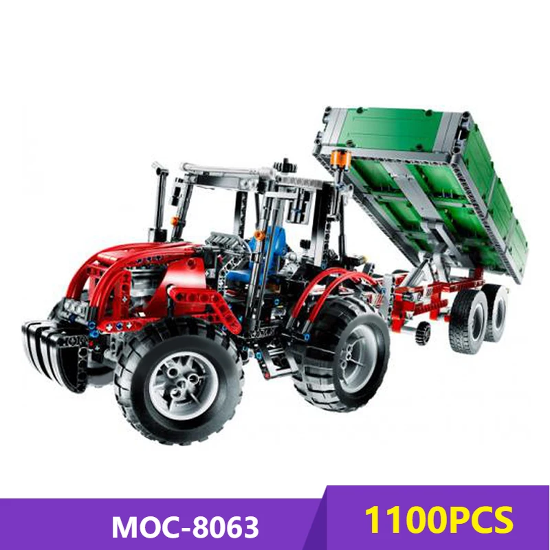Building Blocks Compatible 8063-1 Tractor with Trailer Technical Bricks Gifts Fit  Diy Toy Christmas Gift