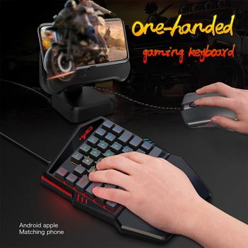 

Combo Single Hand Gaming Keyboard Mouse Set RGB Backlight Ergonomic 6400dpi 35 Keys Internet Cafe Computer Accessory Mechanical