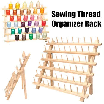 

60 Spools Sewing Thread Rack Embroidery Storage Wooden Holder Cones Stand Shelf Organizer Spools Roll Needlework Tools Accessory