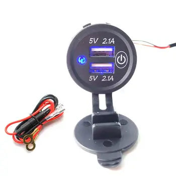 

Black Car Charger 2.1A For Smart Phone Boat Plastic Touch ON OFF Switch