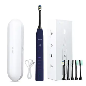 

Sonic Electric Toothbrush 2000mAh 37200Vibrations/min Smart Timer 5 Modes Waterproof with 6 Replacement Brush Heads