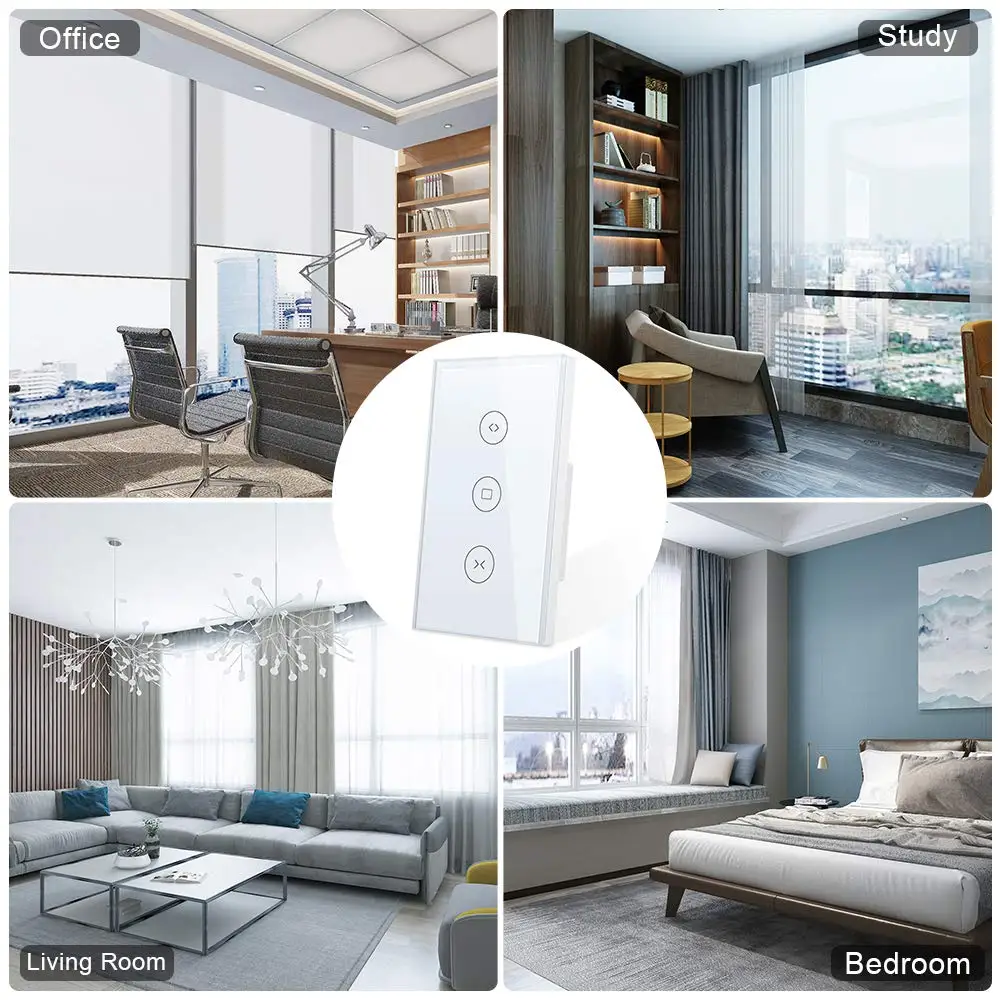 SUPLO US Smart WiFi Curtain Switch Touch APP Remote Control Works with Alexa and Google Home or Electrical Roller Blinds