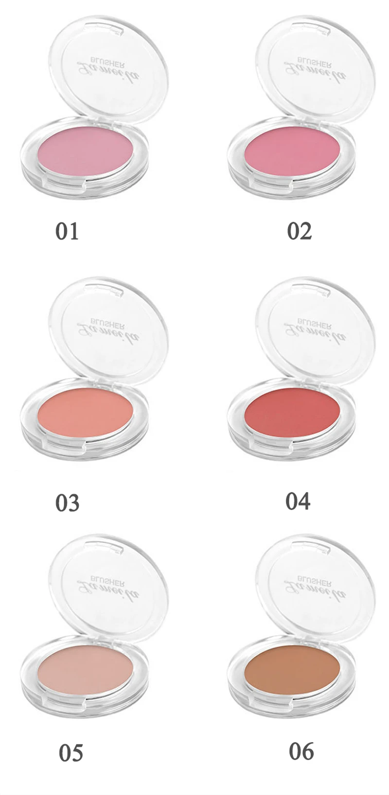 6 Colors Single Blush Palette Face Cream Concealer Foundation Powder Waterproof Lasting Face Rouge Powder Natural Peach Blusher