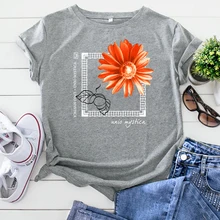 Best Offers Tshirt Chrysanthemum Personality Pattern Printing Women'S Tshirt Korean Style T-Shirts For Woman Vintage Big Women Clothing Best Offers Tshirt Chrysanthemum Personality Pattern Printing Women'S Tshirt Korean Style T-Shirts For Woman Vintage Big Women Clothing