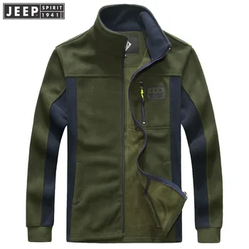 

JEEP SPIRIT Autumn Fleece Jacket Men Fashion Casual Windbreaker Warm Coat Men Stand Collar Full Sleeve Bomber Jacket Men
