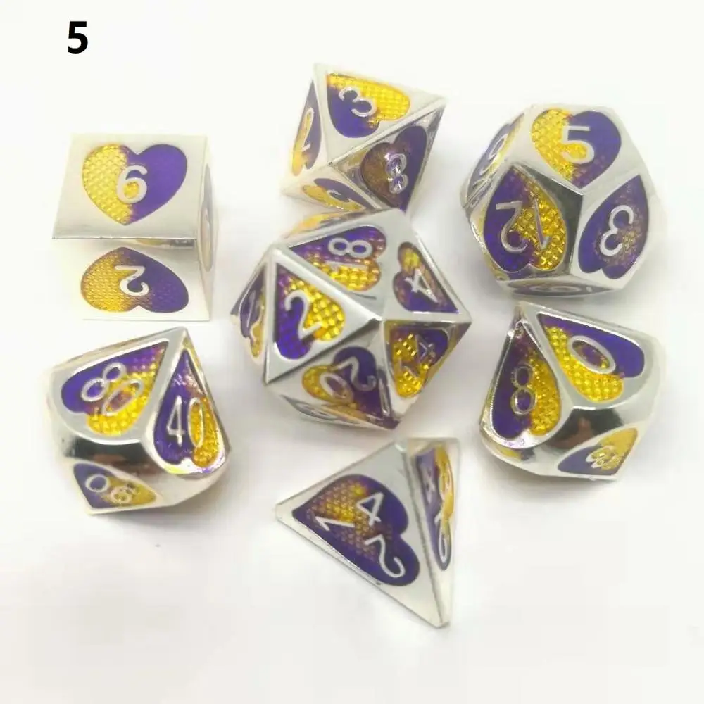 

New arrival upscale metal dice polyhedral dices 7pcs/set dnd dice set dados rpg dobbelstenen dados rol d4 d6 d8 d10 d12 d20