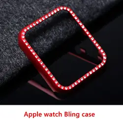 Чехол-бампер с алмазами для Apple watch Case cover Apple watch 4 band 44 мм 40 мм металлический протектор чехол iWatch band 42 мм 38 мм аксессуары 3