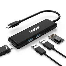 Atolla USB C концентратор, Тип c на HDMI адаптер 5-портовый Ультратонкий алюминиевый USB 3,0 концентратор с 1x4K HDMI порт, 2xusb 3,0 портов, 1xSD слот