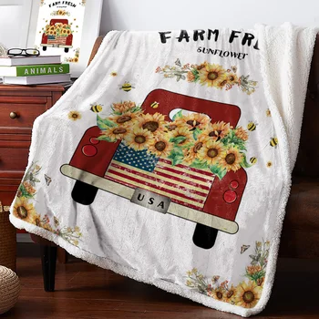 

Sunflower Farm Harvest Bedspread Coverlet Blankets Fleece Throw Cover Wrap Personalized Thick