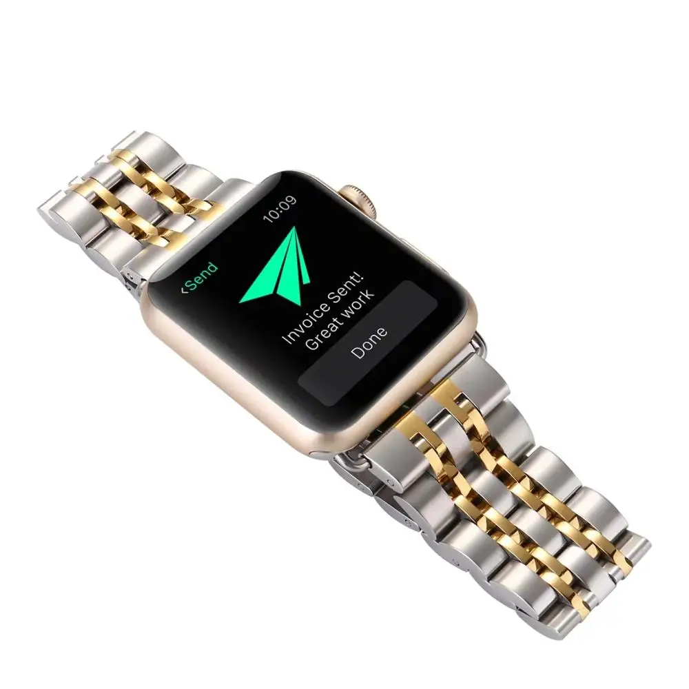 

For Apple Watch Band Series 6 SE 5 4 3 2 1 Stainless Steel Wristwatch 38 40 42 44 iwatch Strap Metal Butterfly Buckle Watch Belt