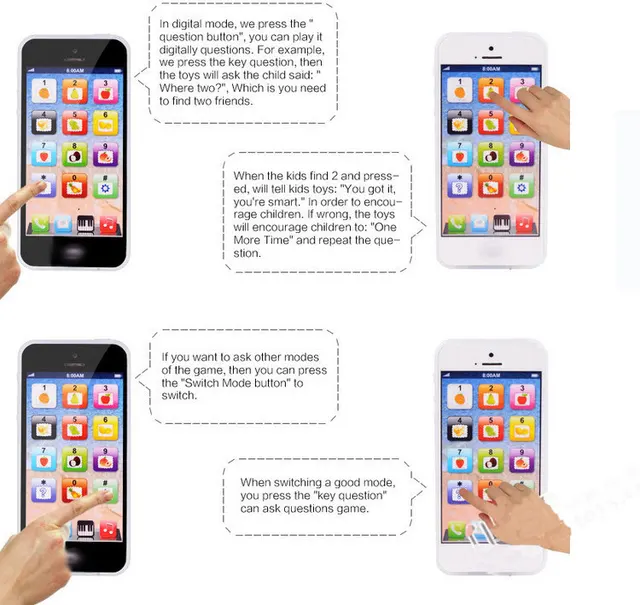 Educational toys Cellphone with LED  Baby Kid Educational phone  English Learning Mobile Phone Toy Chrismtas  Gifts 4