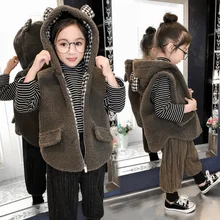 Жилет для девочек; коллекция года; сезон осень-зима; стиль; детское плотное Стеганое пальто; бархатный жилет с капюшоном для больших мальчиков