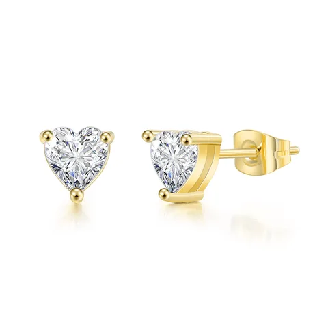 Love Heart Stud Earrings For Women Korean Style Zircon Rose Gold Gold Color Stud Ear Ring Accessories Jewelry Gift E342