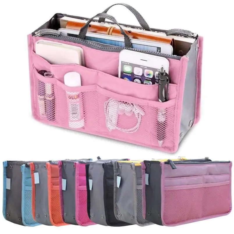 

6 Colors Portable Double Zipper Multiple Pockets Cosmetic Bag Storage Bag for Travel Storage Pouch