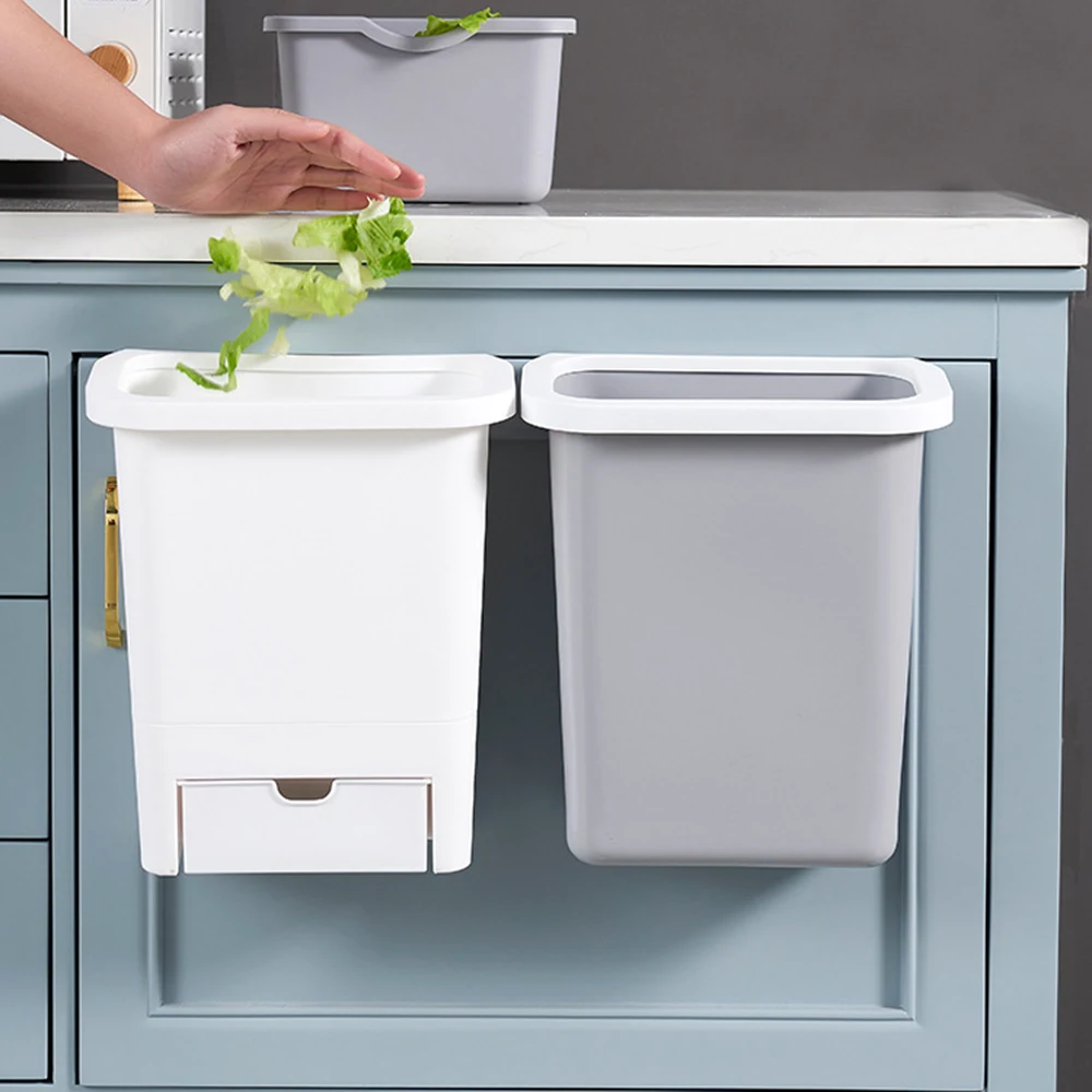Kitchen Garbage Can Kitchen Cabinet Door Hanging Trash Can Rubbish Container Wall Hanging Trash Bin Garbage Bag Storage Bucket