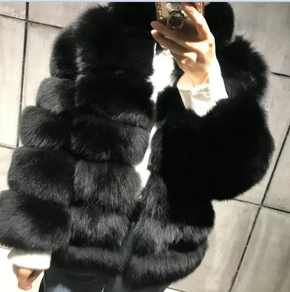 as picture Женская куртка из натурального меха, женская шуба из натурального меха, качественная шуба из лисьего меха - Цвет: as picture