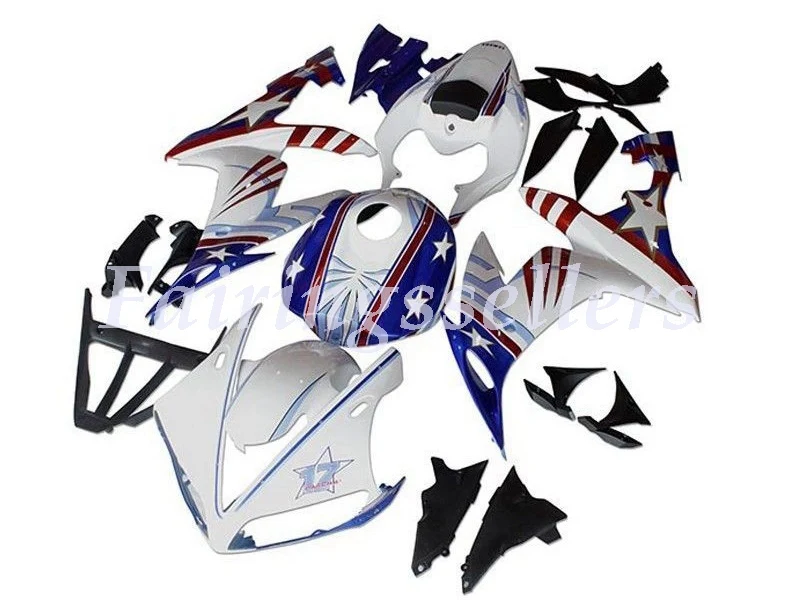 4 подарка впрыск ABS Полный Обтекатель подходит для Yamaha R1 2004 2005 2006 04 05 06 YZF R1 Полный обтекатели комплект белый синий черный - Цвет: White blue red