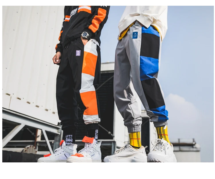 Sweatpants Men Joggers Harem Pants Mens Patchwork Streetwear Hip Hop Track Pants Korean Trousers Male
