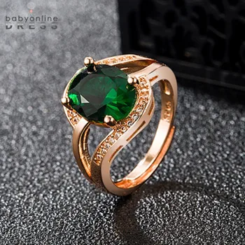 

Classic Rings For Women 925 Silver Green Emerald Ring Fashion In Stock New Design 2021 Royal Queen Gold Color Ring