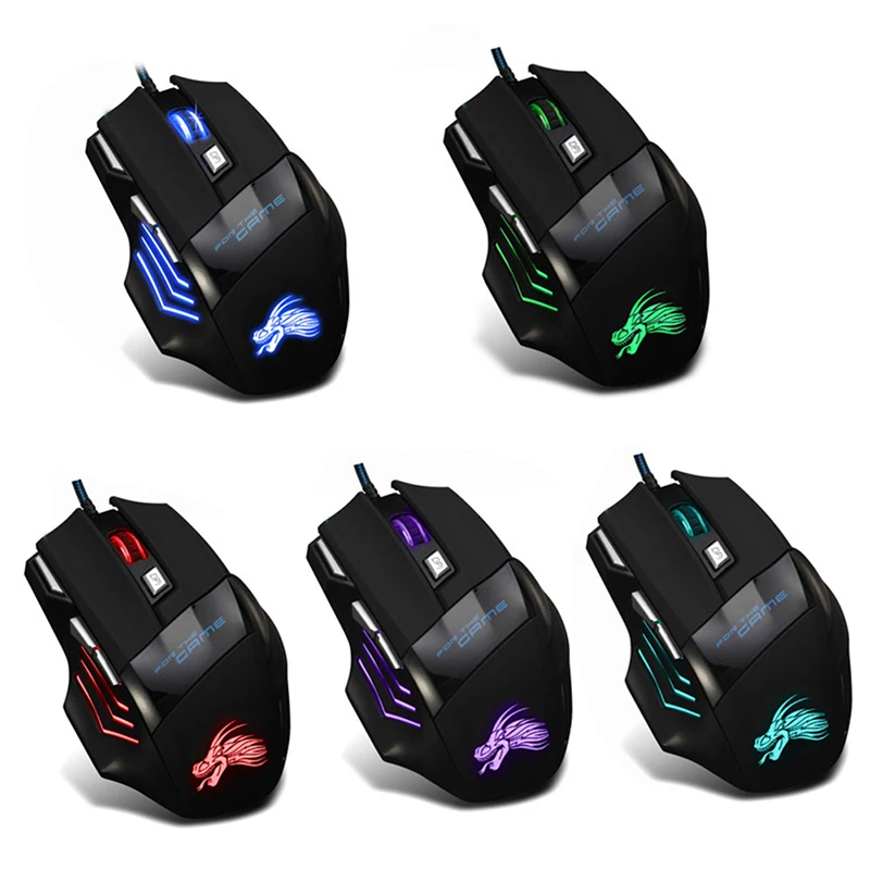 Новинка игровая проводная мышь H7 7 кнопок 5500 DPI Esports RGB подсветка бесшумная