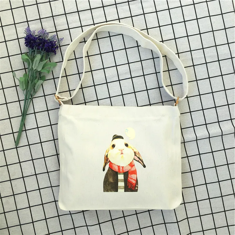 

2019 New Style INS Trend Canvas Bag WOMEN'S Messenger Bag Customizable Harajuku Mori Girl Line Cartoon Cute Students Bag