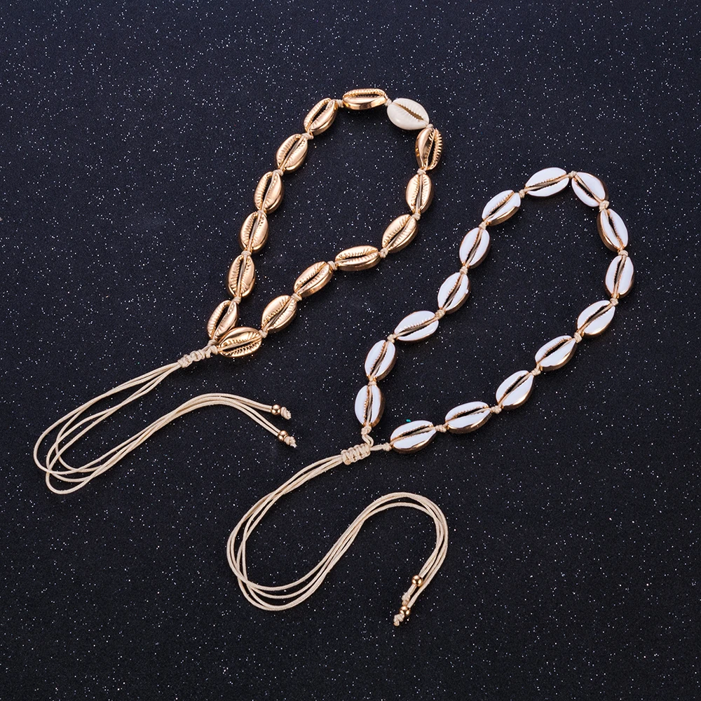 

2019 New Natural Cowrie Shell Women Beach Necklace Seashell Necklace Female Bohemian Jewelry Summer Party Adjustable Rope Chain