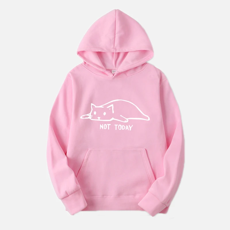 Pink-White Letter Женские толстовки Kawaii cat для мужчин не сегодня забавная толстовка с рисунком для мужчин/женщин Harajuku мода унисекс Sudadera Mujer - Цвет: Pink-White Letter