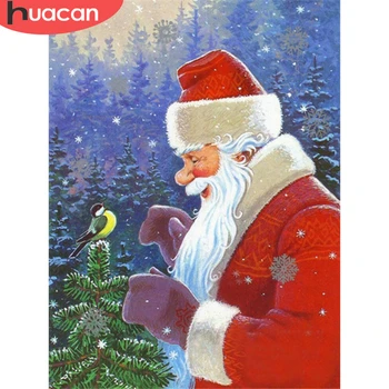 

HUACAN 5D Diamond Painting Christmas Santa Claus Diamond Embroidery Cross Stitch Bird Mosaic Winter Handicraft Home Decoration
