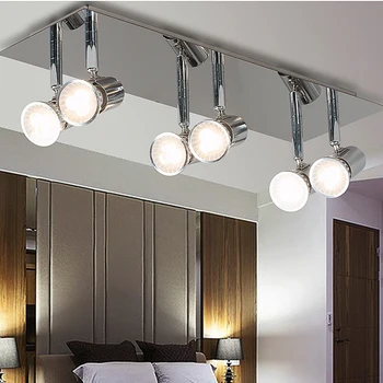 

Modern Creative Led Ceiling Lights Silver 6 Way Adjustable GU10 Bulbs Ceiling Spot light Change Angle Showcase Lamp