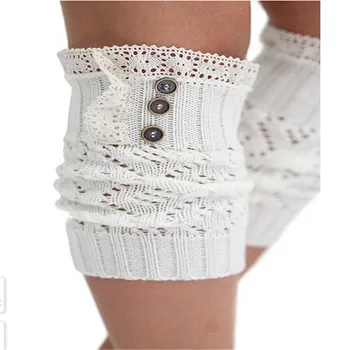 

Winter Leg Warmers Short Button Lace Burn Out Ladies Knitted Boots Leg Warmers Warm Socks for Boots Women Boots Accessories