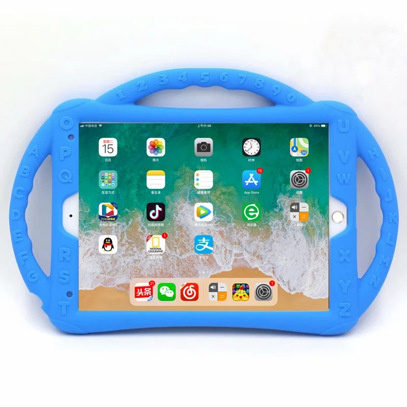 Синий Чехол для iPad 10,2 детский безопасный противоударный ручной полностью силиконовый чехол-подставка для планшета для Apple iPad 7 7 10,2 дюймов Чехол - Цвет: Синий