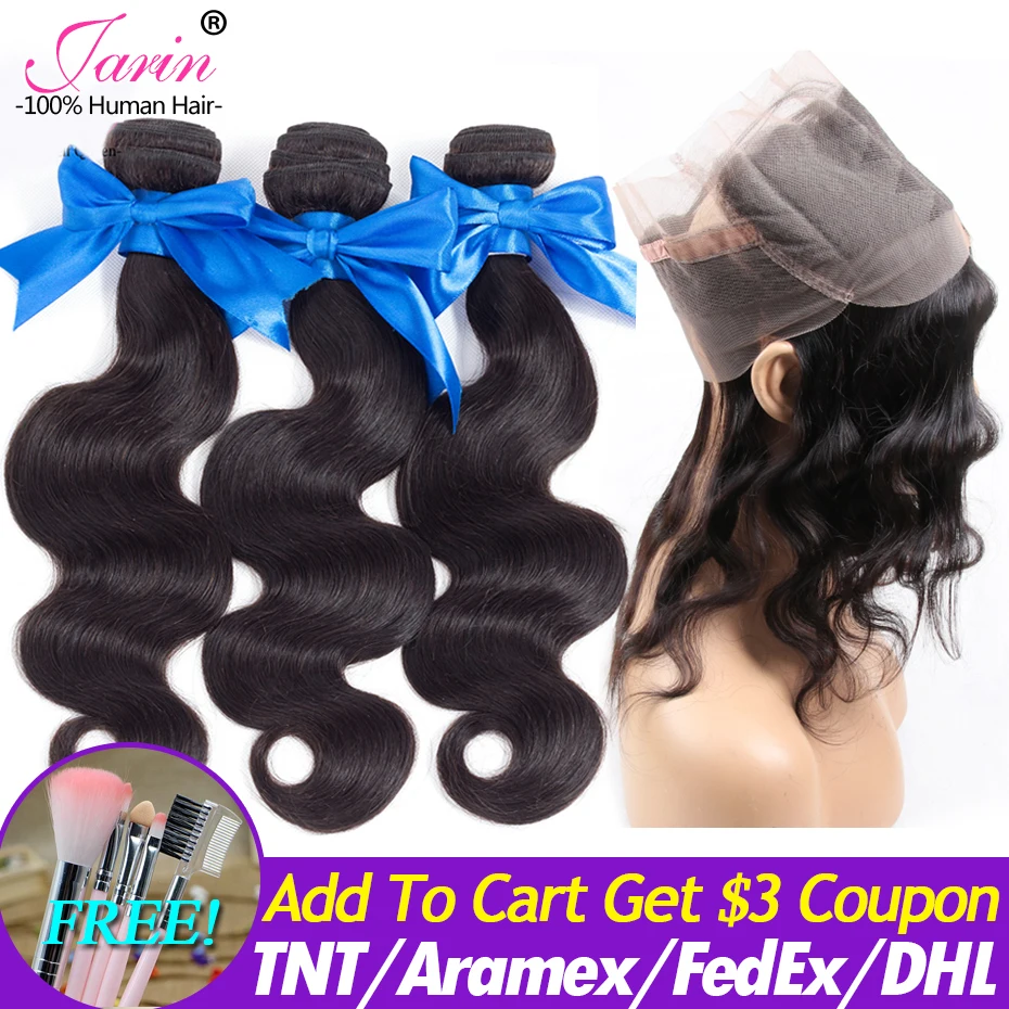 

Bundles With 360 Lace Frontal Closure Malaysian Body Wave Hair 3 Bundles With Closure Human Hair Extension 100% Remy Jarin Hair