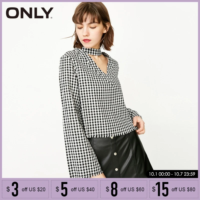 

ONLY Spring Summer New v-Neck Hollow Top Loose Shirt | 118151507