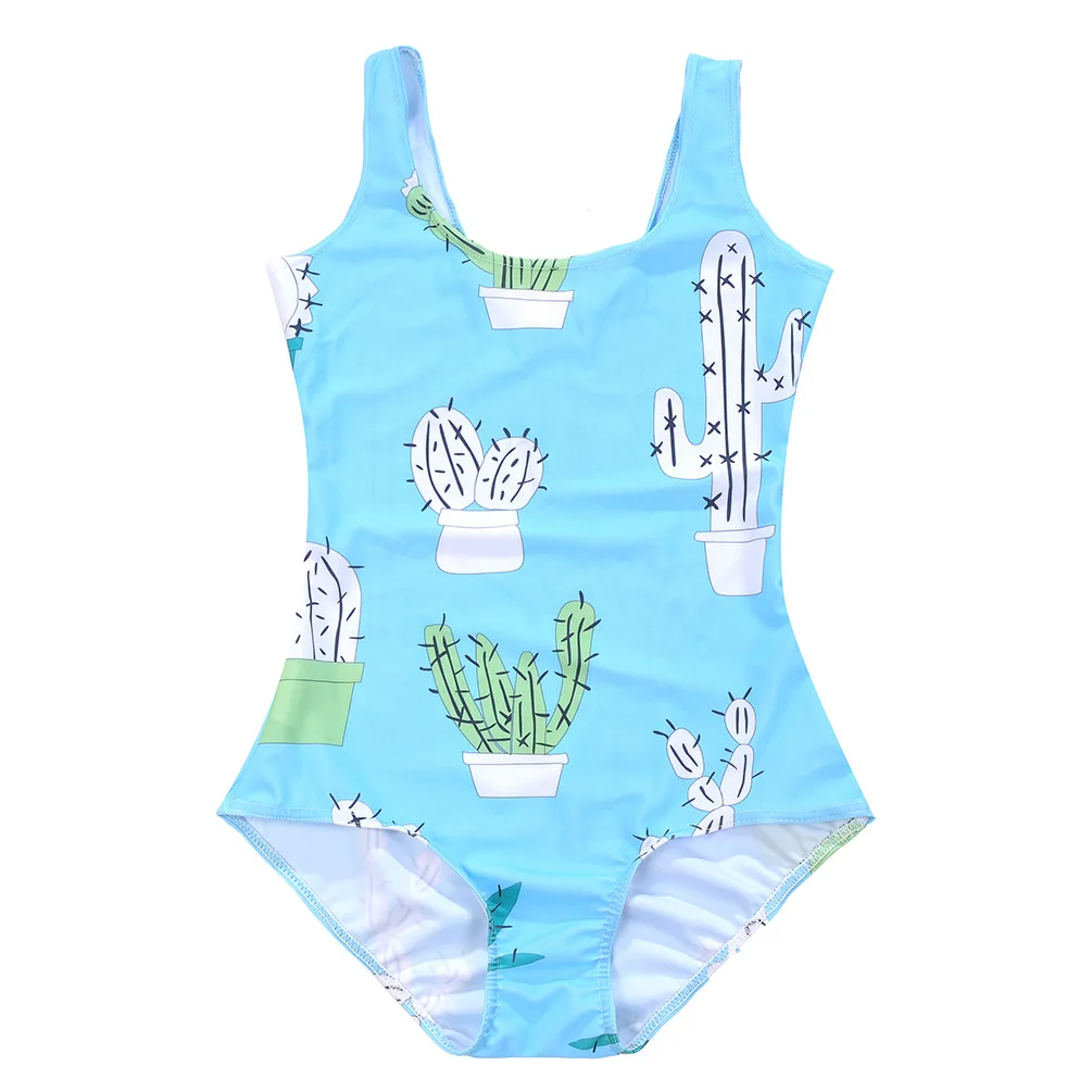 Printed small fresh cartoon cactus swimsuit - Цвет: Лаванда