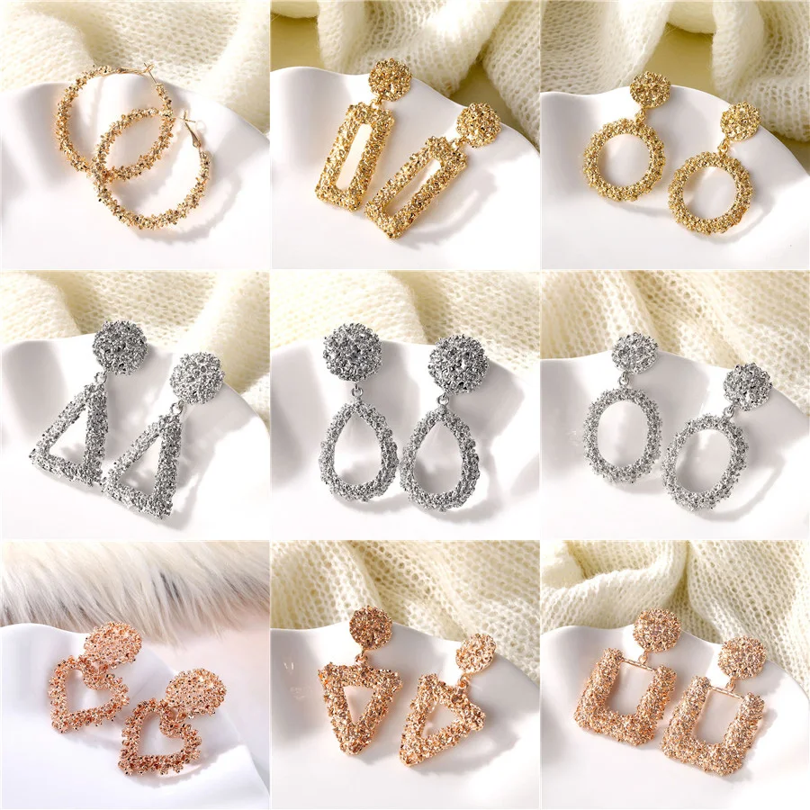 Vintage Clips Earrings for Women Gold Silver Color Geometric Statement Clip on Earrings No Pierced Charm ear clip earrings clip earrings ear clip