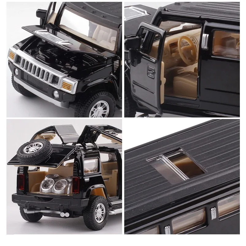 Высокая имитация 1:32 Сплав hummer limousine Металл литой автомобиль модель оттягивающийся мигающая детская музыкальная игрушка транспортные средства