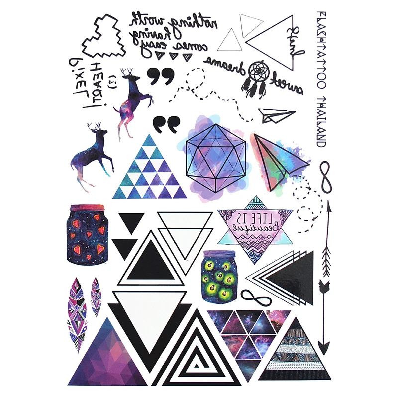 New Safe and non toxic Geometric Temporary Tattoos Triangle Tattoos