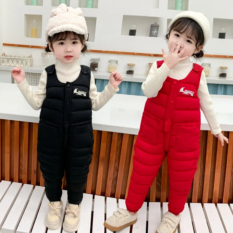 

2020 Winter Baby Girl Jumpsuits Thick Warm Down Cotton Baby Boy Overalls 1-5 Years Children Overalls Kids Toddler Pants
